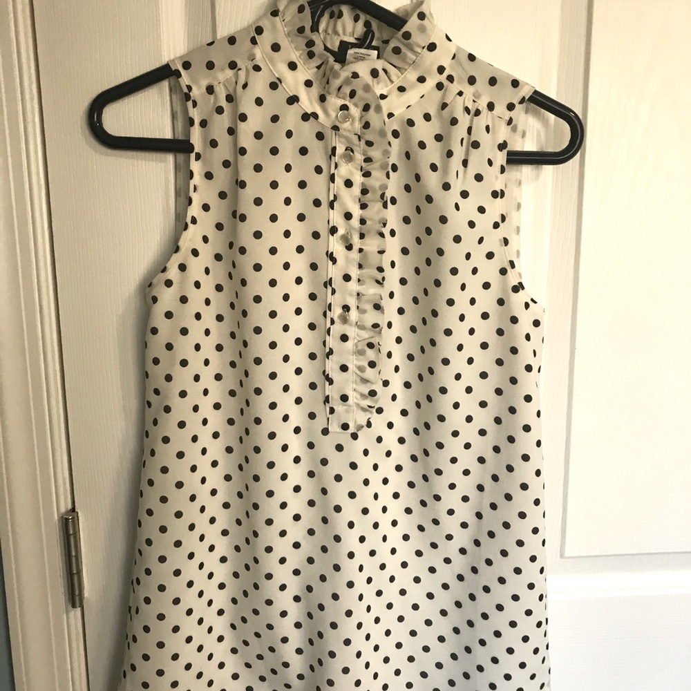 J.Crew Factory polka dot ruffle collar top